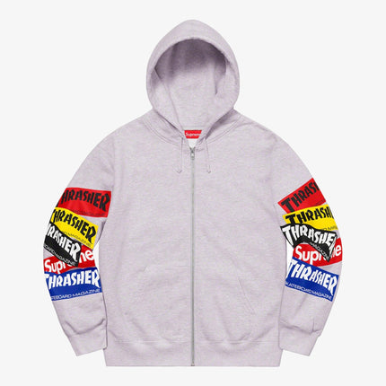 Supreme x Thrasher Zip Up Hooded Sweatshirt 'Multi Logo' Ash Grey (FW21) - SOLE SERIOUSS (1)