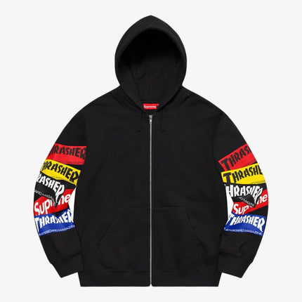 Supreme x Thrasher Zip Up Hooded Sweatshirt 'Multi Logo' Black (FW21) - SOLE SERIOUSS (1)