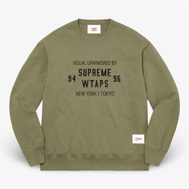 Supreme x WTAPS Crewneck Light Olive (FW21) - SOLE SERIOUSS (1)