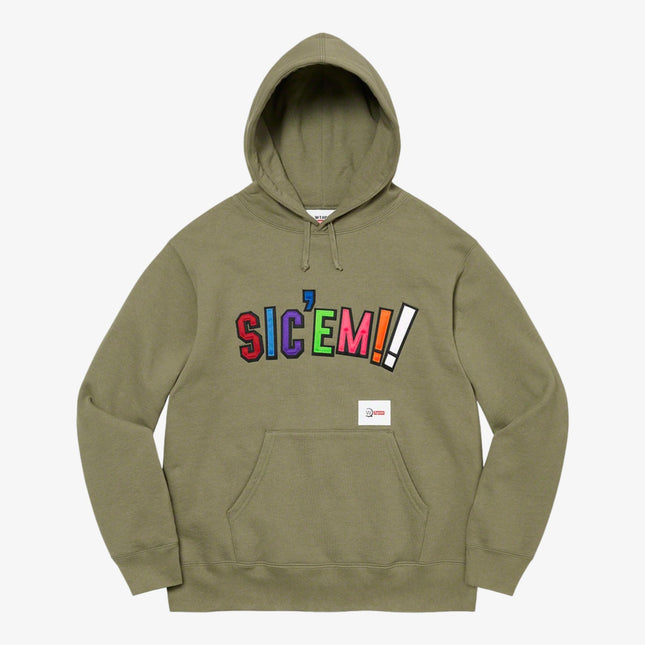 Supreme x WTAPS Hooded Sweatshirt 'Sic Em!' Light Olive (FW21) - SOLE SERIOUSS (1)