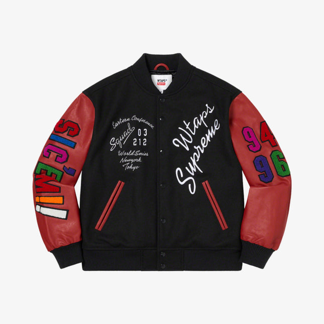 Supreme x WTAPS Varsity Jacket Black (FW21) - SOLE SERIOUSS (1)