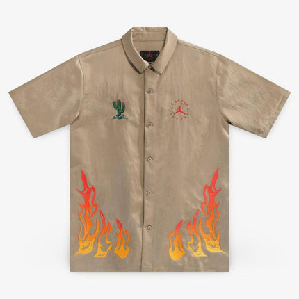 Travis Scott x Air Jordan Button Down Shirt 'Cactus Jack Flame' Khaki (SS21) CW3128-247 - SOLE SERIOUSS (1)