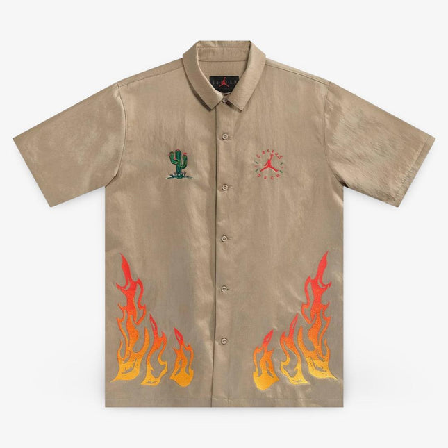 Travis Scott x Air Jordan Button Down Shirt 'Cactus Jack Flame' Khaki (SS21) CW3128-247 - SOLE SERIOUSS (1)