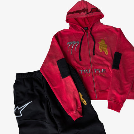 Triple Sevens 'Moto Complex' Zip-Up Hoodie Red | SOLE SERIOUSS [2]