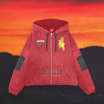 Triple Sevens 'Moto Complex' Zip-Up Hoodie Red | SOLE SERIOUSS [3]