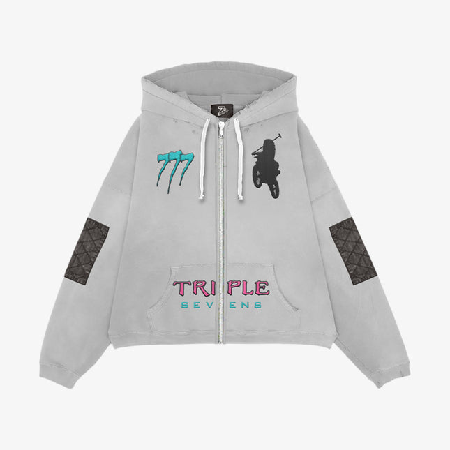 Triple Sevens 'Moto Vice' Zip-Up Hoodie Grey | SOLE SERIOUSS [1]