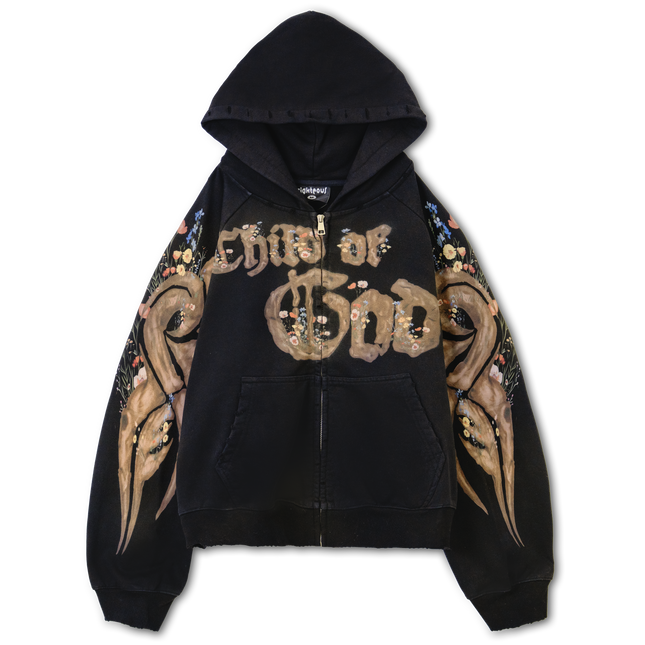 We Are Righteous 'Child of God' Zip Up Hoodie Black | SOLE SERIOUSS [1]