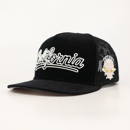 dvniel.luu 'OG CA: Dreams on the West' Trucker Snapback Hat Black Corduroy / Mesh | SOLE SERIOUSS [1]