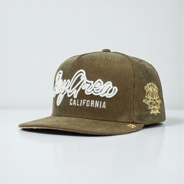 dvniel.luu 'OG BA: From the Bay to the World' Snapback Hat Olive Corduroy | SOLE SERIOUSS [1]